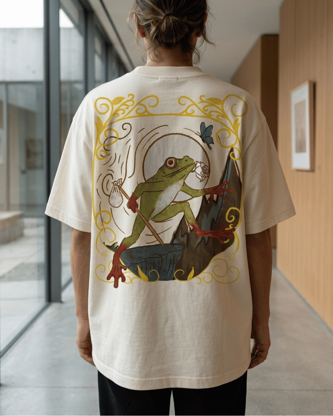 The Fool of Frogs – Tarot Oversized T-Shirt Oversized French Terry Cotton Premium Streetwear T-shirt Loom of Thirds India's No. 1 Art-led, graphic streetwear brand based in Kolkata by Sidhartha Mohanta & Chirayata Purna Chakrabarty