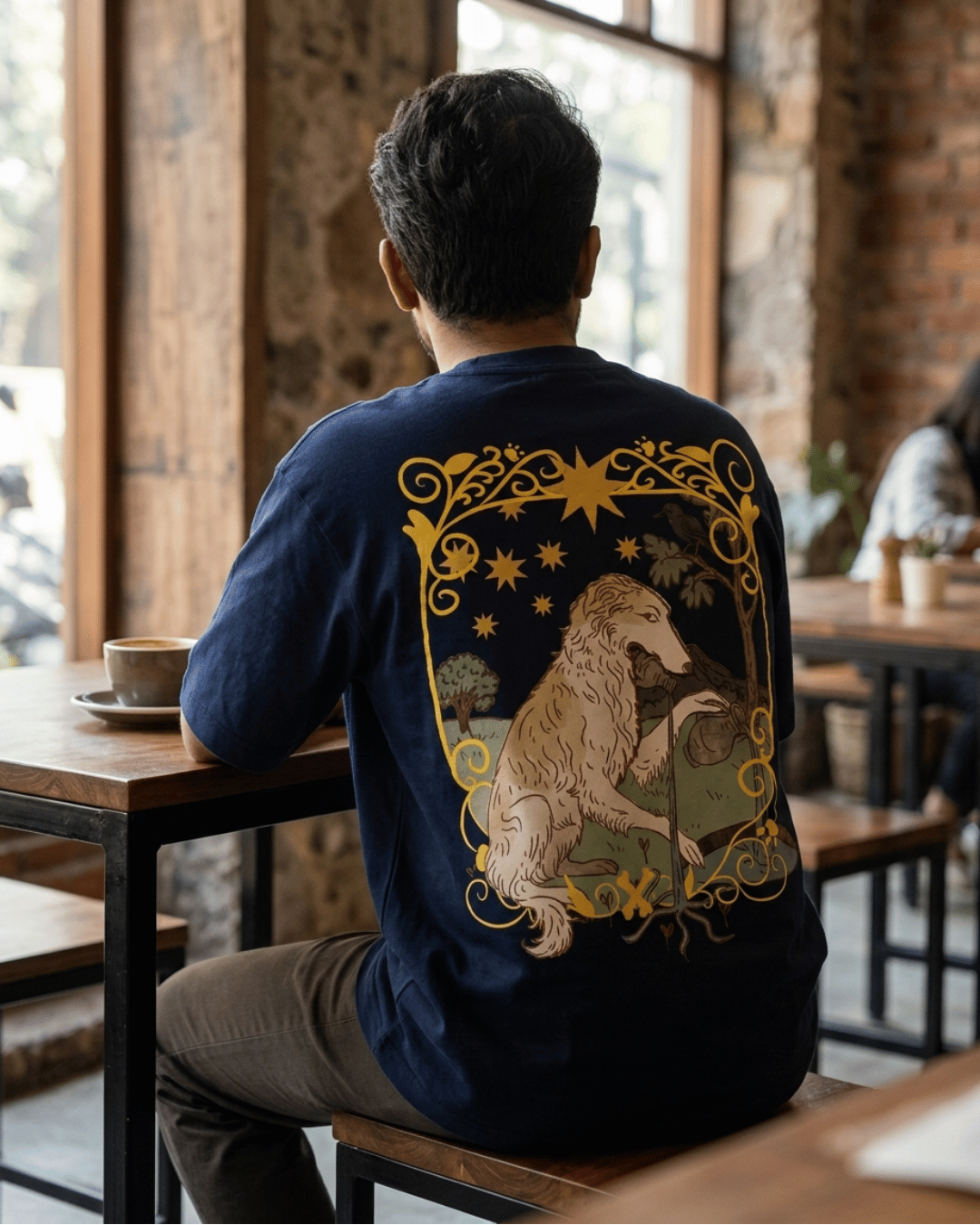 The Star of Dogs – Tarot Oversized T-Shirt Oversized French Terry Cotton Premium Streetwear T-shirt Loom of Thirds India's No. 1 Art-led, graphic streetwear brand based in Kolkata by Sidhartha Mohanta & Chirayata Purna Chakrabarty