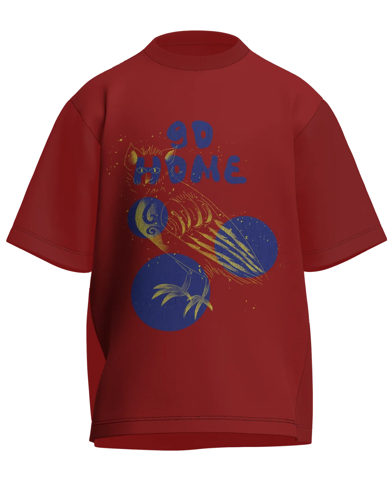 Go Home - Oversized Fit Red 100% cotton 240GSM standard oversized T-shirt Loom of Thirds India's No. 1 Art-led streetwear brand based in Kolkata by Sidhartha Mohanta & Chirayata Purna Chakrabarty