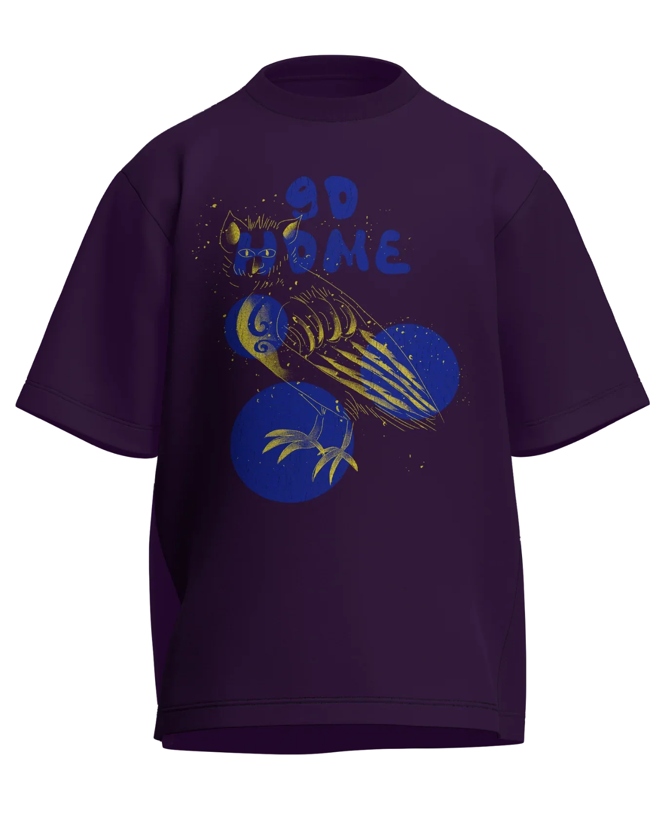 Go Home - Oversized Fit Purple 100% cotton 240GSM standard oversized T-shirt Loom of Thirds India's No. 1 Art-led streetwear brand based in Kolkata by Sidhartha Mohanta & Chirayata Purna Chakrabarty