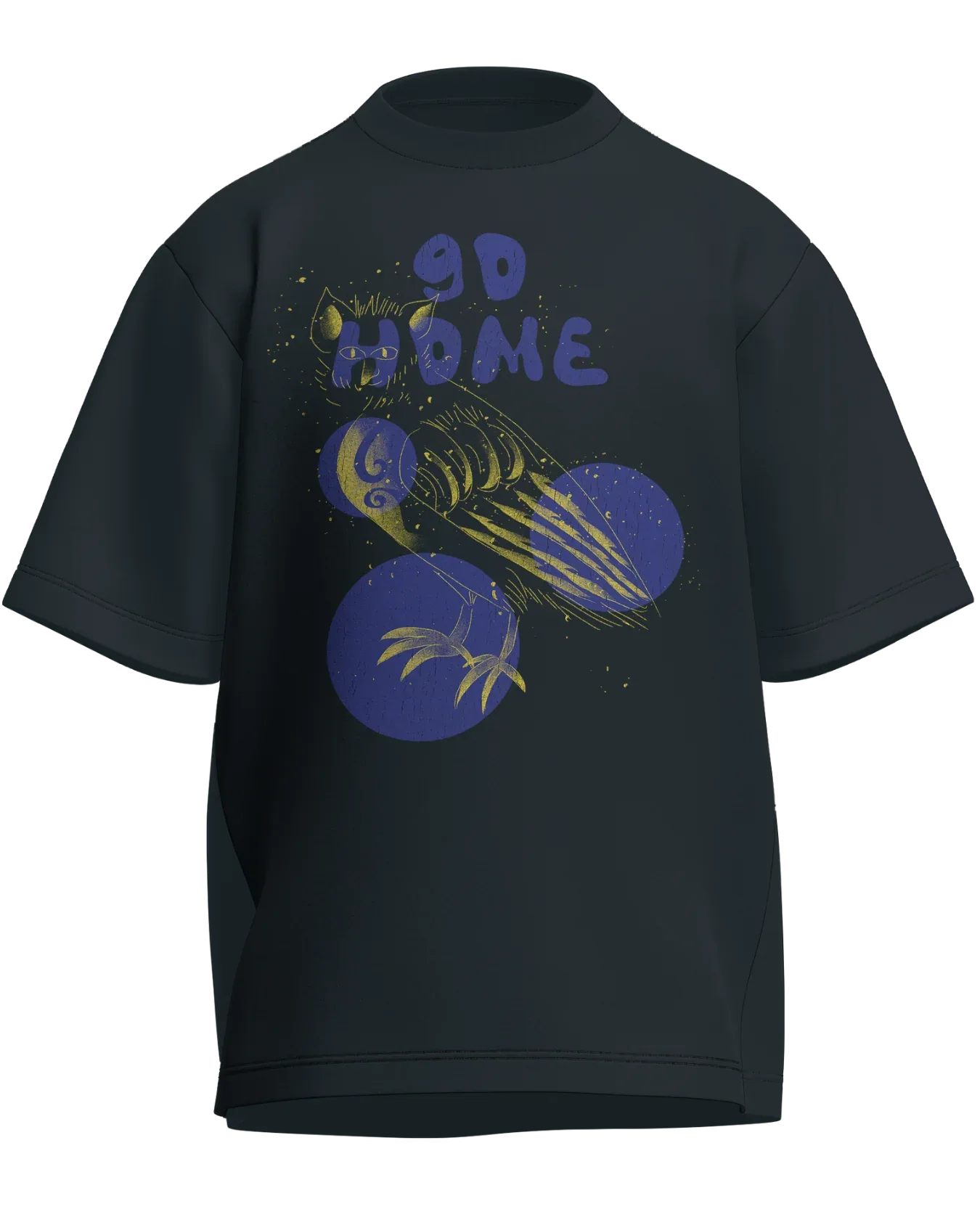Go Home - Oversized Fit Petrol Blue 100% cotton 240GSM standard oversized T-shirt Loom of Thirds India's No. 1 Art-led streetwear brand based in Kolkata by Sidhartha Mohanta & Chirayata Purna Chakrabarty