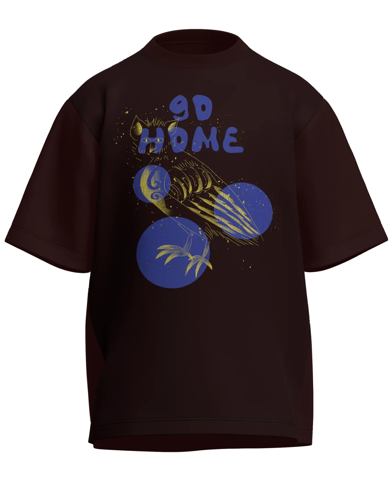 Go Home - Oversized Fit Maroon 100% cotton 240GSM standard oversized T-shirt Loom of Thirds India's No. 1 Art-led streetwear brand based in Kolkata by Sidhartha Mohanta & Chirayata Purna Chakrabarty