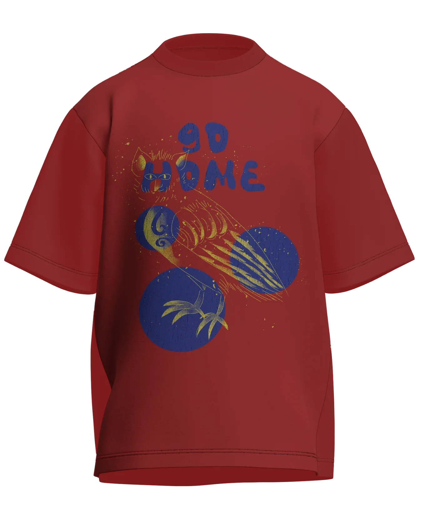 Go Home - Oversized Fit Coral 100% cotton 240GSM standard oversized T-shirt Loom of Thirds India's No. 1 Art-led streetwear brand based in Kolkata by Sidhartha Mohanta & Chirayata Purna Chakrabarty
