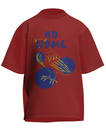 Go Home - Oversized Fit Coral 100% cotton 240GSM standard oversized T-shirt Loom of Thirds India's No. 1 Art-led streetwear brand based in Kolkata by Sidhartha Mohanta & Chirayata Purna Chakrabarty