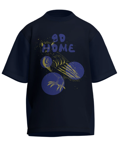 Go Home - Oversized Fit Navy Blue 100% cotton 240GSM standard oversized T-shirt Loom of Thirds India's No. 1 Art-led streetwear brand based in Kolkata by Sidhartha Mohanta & Chirayata Purna Chakrabarty