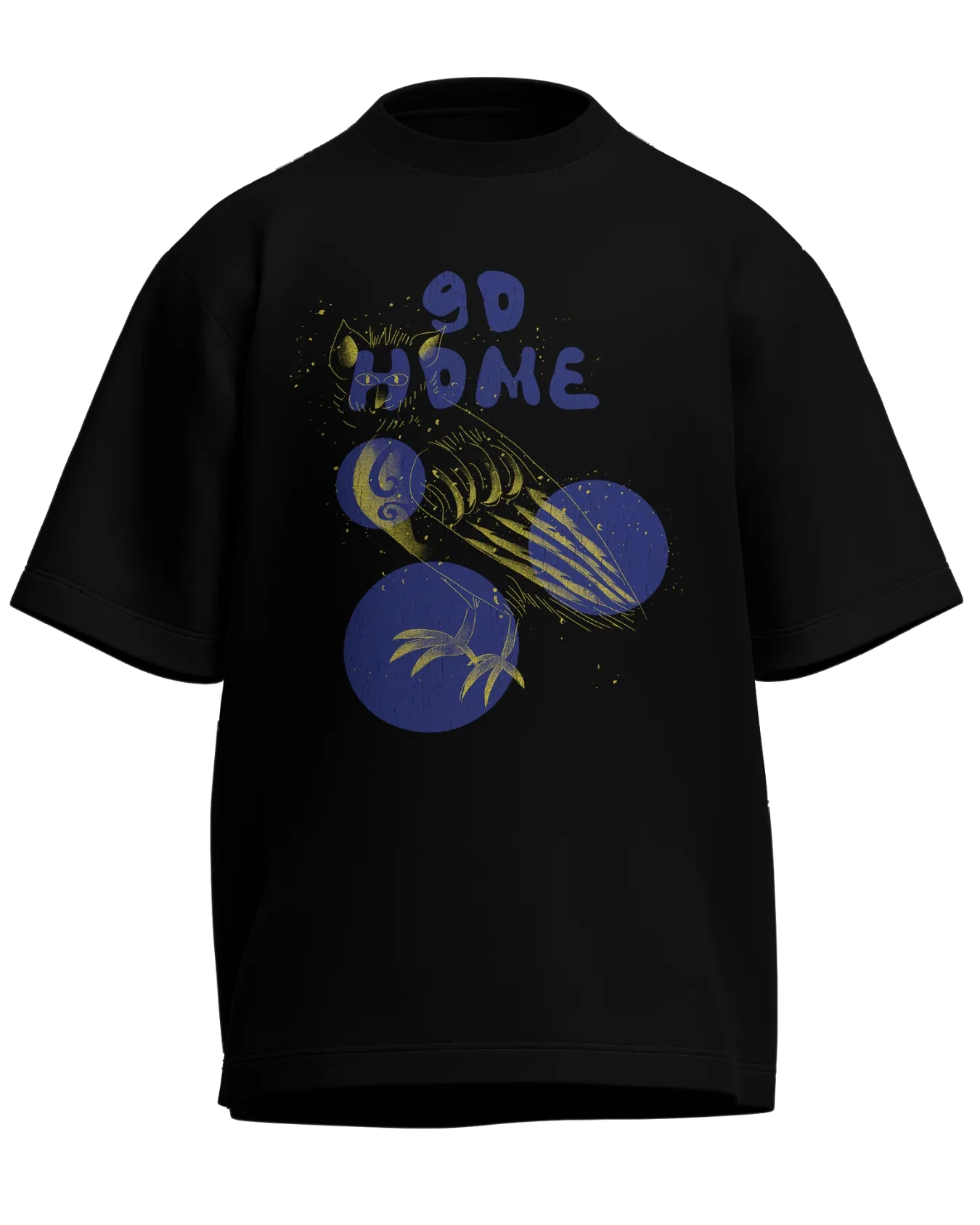 Go Home - Oversized Fit Black 100% cotton 240GSM standard oversized T-shirt Loom of Thirds India's No. 1 Art-led streetwear brand based in Kolkata by Sidhartha Mohanta & Chirayata Purna Chakrabarty