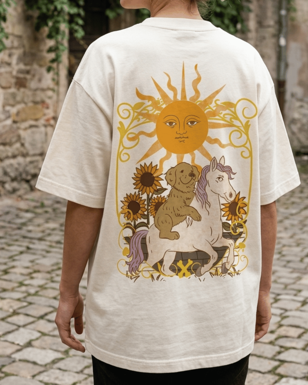 The Sun of Dogs – Tarot Oversized T-Shirt Oversized French Terry Cotton Premium Streetwear T-shirt Loom of Thirds India's No. 1 Art-led, graphic streetwear brand based in Kolkata by Sidhartha Mohanta & Chirayata Purna Chakrabarty