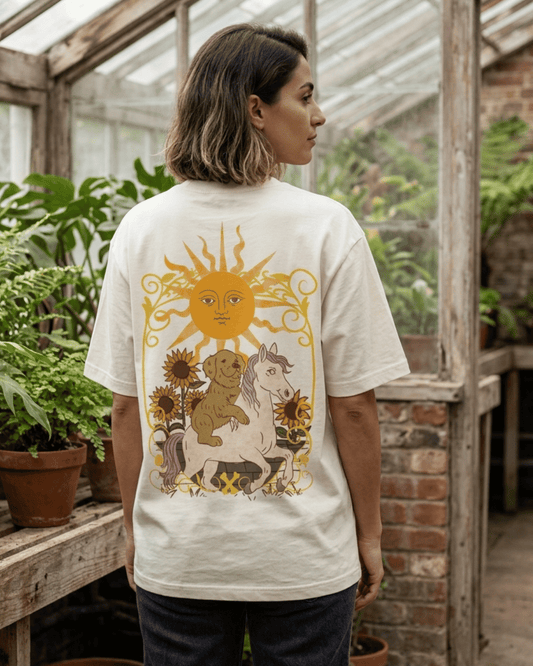 The Sun of Dogs – Tarot Oversized T-Shirt Oversized French Terry Cotton Premium Streetwear T-shirt Loom of Thirds India's No. 1 Art-led, graphic streetwear brand based in Kolkata by Sidhartha Mohanta & Chirayata Purna Chakrabarty