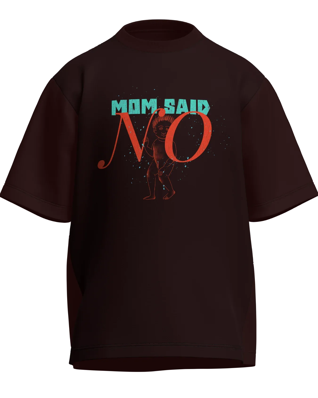 Mom Said No - Oversized Fit Maroon 100% cotton 240GSM standard oversized T-shirt Loom of Thirds India's No. 1 Art-led streetwear brand based in Kolkata by Sidhartha Mohanta & Chirayata Purna Chakrabarty