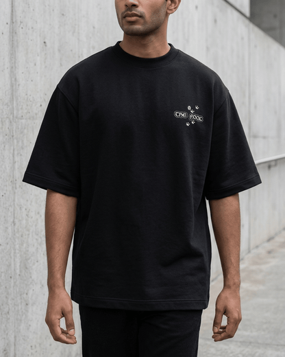 The Fool of Cats – Tarot Oversized T-Shirt Oversized French Terry Cotton Premium Streetwear T-shirt Loom of Thirds India's No. 1 Art-led, graphic streetwear brand based in Kolkata by Sidhartha Mohanta & Chirayata Purna Chakrabarty
