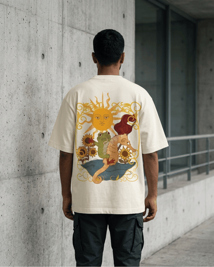 The Sun of Frogs – Tarot Oversized T-Shirt Oversized French Terry Cotton Premium Streetwear T-shirt Loom of Thirds India's No. 1 Art-led, graphic streetwear brand based in Kolkata by Sidhartha Mohanta & Chirayata Purna Chakrabarty