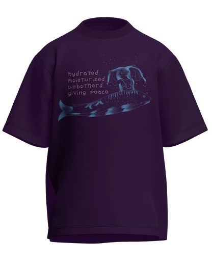 Hydrated, Moisturized & Unbothered - Oversized Fit Purple 100% cotton 240GSM standard oversized T-shirt Loom of Thirds India's No. 1 Art-led streetwear brand based in Kolkata by Sidhartha Mohanta & Chirayata Purna Chakrabarty