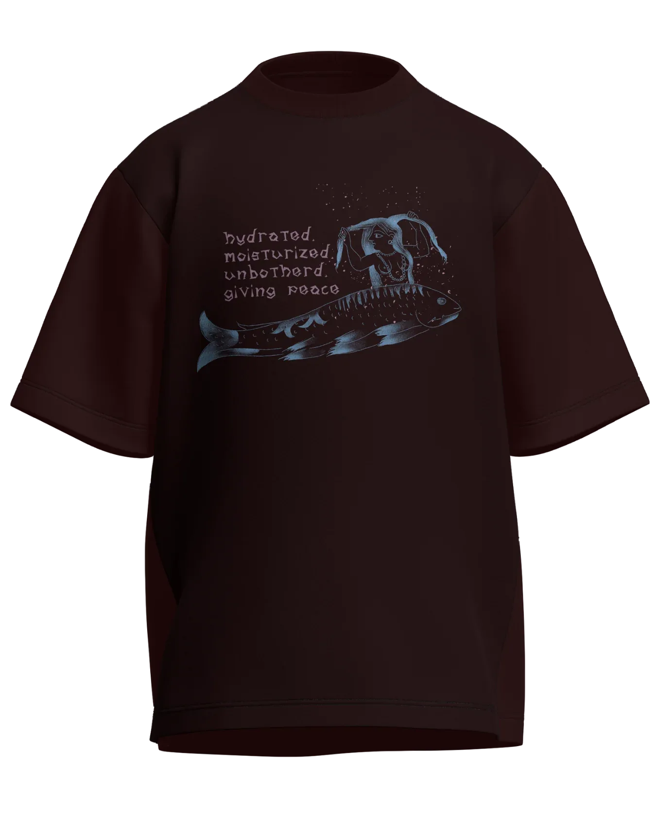 Hydrated, Moisturized & Unbothered - Oversized Fit Maroon 100% cotton 240GSM standard oversized T-shirt Loom of Thirds India's No. 1 Art-led streetwear brand based in Kolkata by Sidhartha Mohanta & Chirayata Purna Chakrabarty
