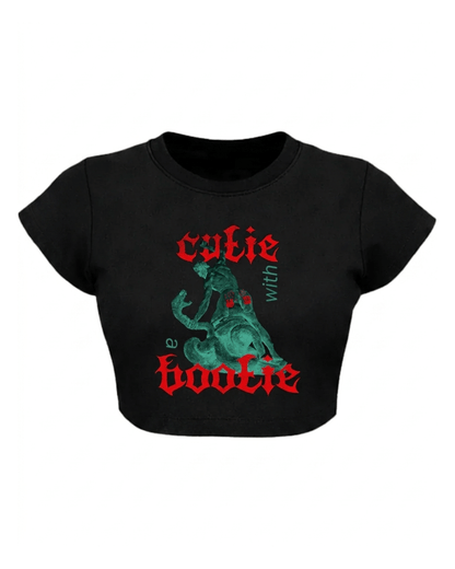 Cutie with a Bootie – Classical Art Baby Tee Black 100% cotton 240GSM baby T-shirt Loom of Thirds India's No. 1 Art-led, graphic streetwear brand based in Kolkata by Sidhartha Mohanta & Chirayata Purna Chakrabarty