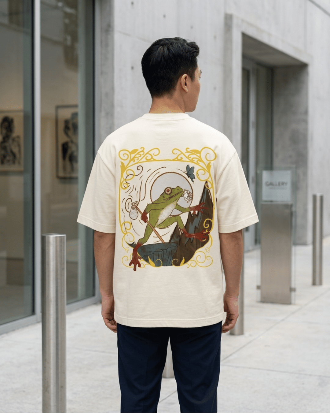 The Fool of Frogs – Tarot Oversized T-Shirt Oversized French Terry Cotton Premium Streetwear T-shirt Loom of Thirds India's No. 1 Art-led, graphic streetwear brand based in Kolkata by Sidhartha Mohanta & Chirayata Purna Chakrabarty