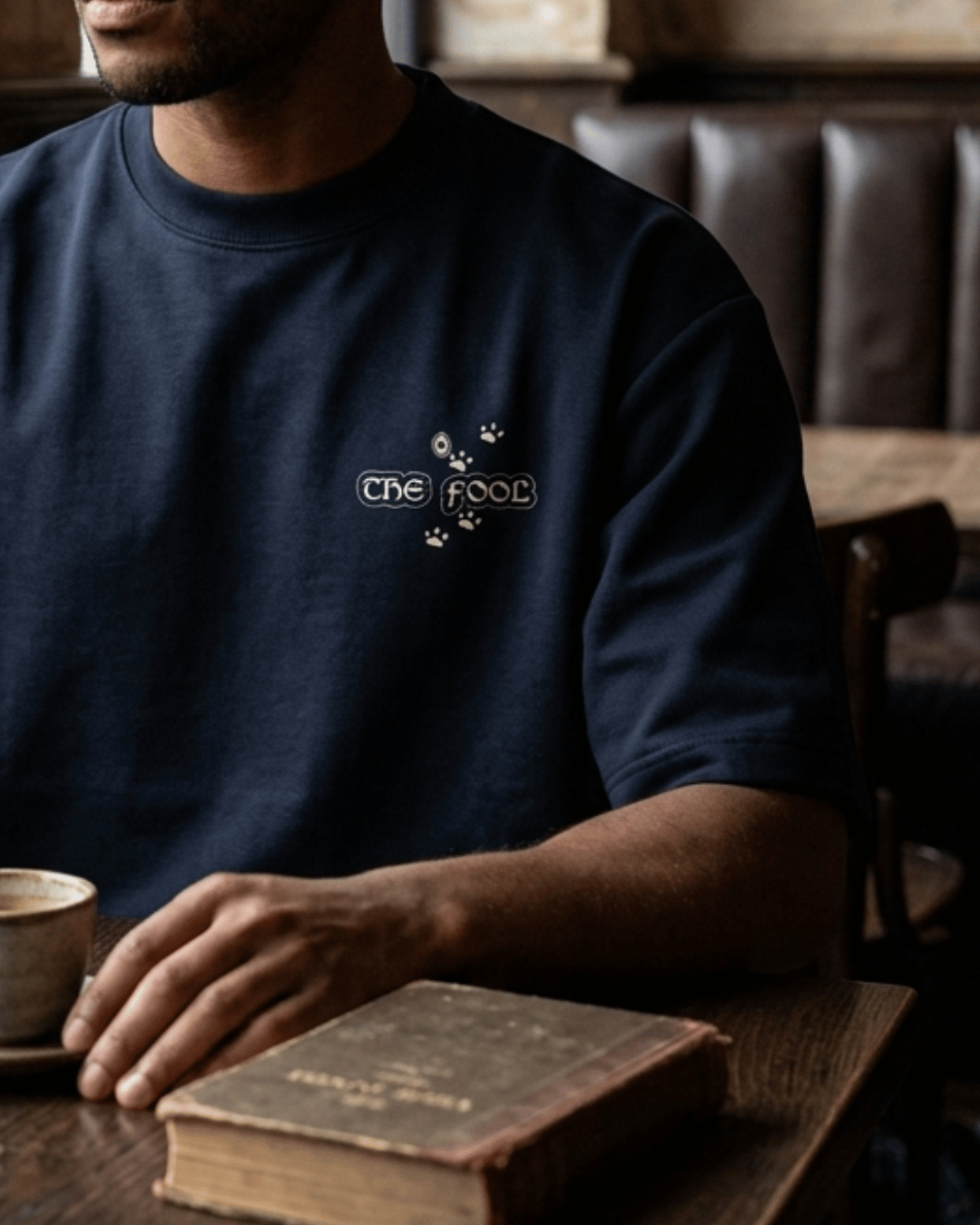 The Fool of Cats – Tarot Oversized T-Shirt Oversized French Terry Cotton Premium Streetwear T-shirt Loom of Thirds India's No. 1 Art-led, graphic streetwear brand based in Kolkata by Sidhartha Mohanta & Chirayata Purna Chakrabarty