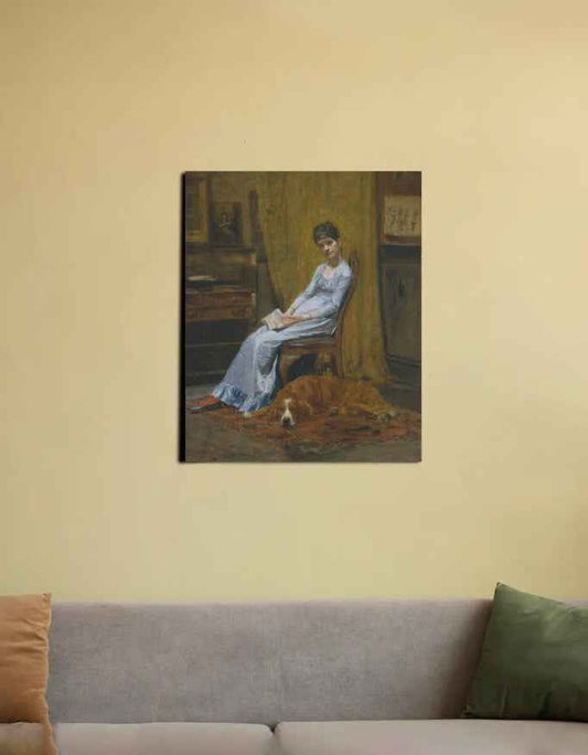 The Artist's Wife and His Setter Dog – Thomas Eakins Canvas Print