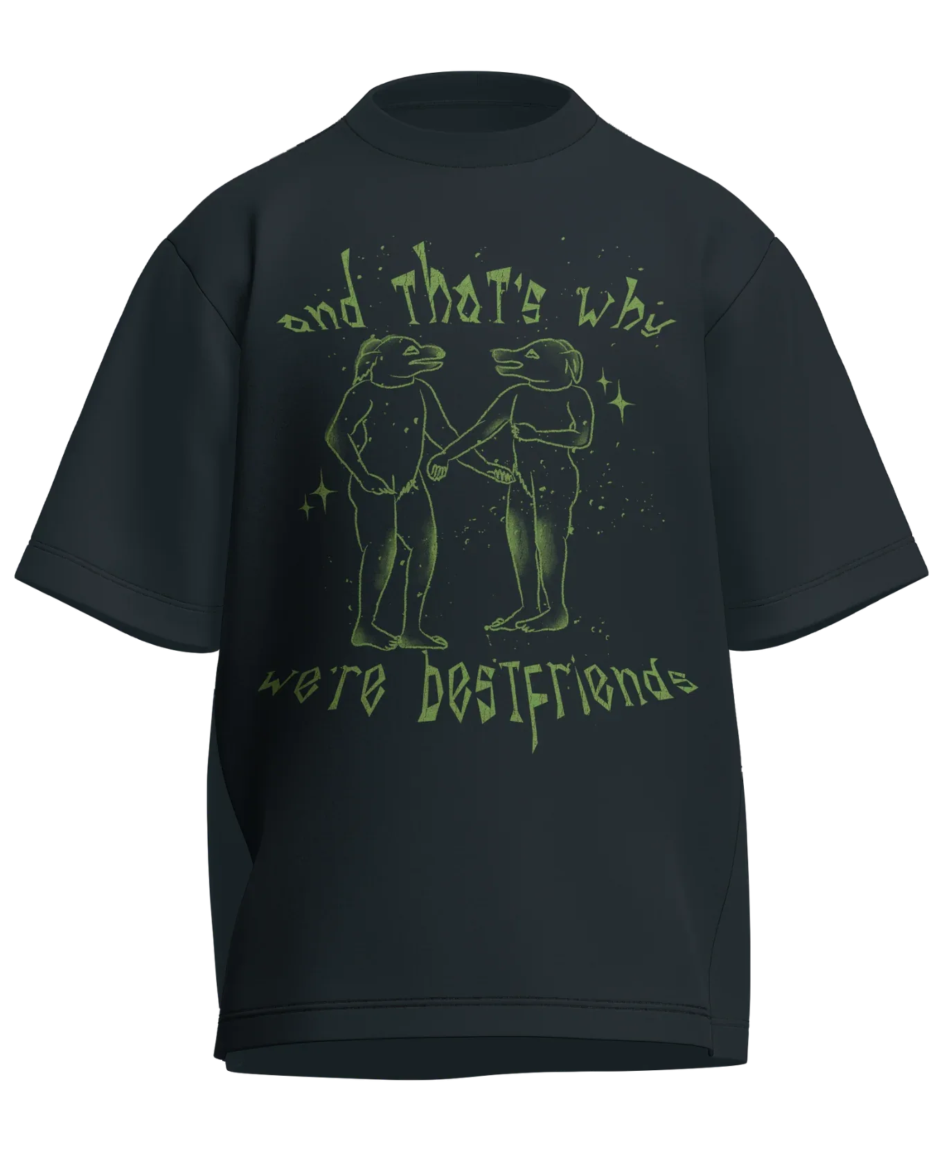 And That’s Why We’re Bestfriends - Oversized Fit Petrol Blue 100% cotton 240GSM standard oversized T-shirt Loom of Thirds India's No. 1 Art-led streetwear brand based in Kolkata by Sidhartha Mohanta & Chirayata Purna Chakrabarty