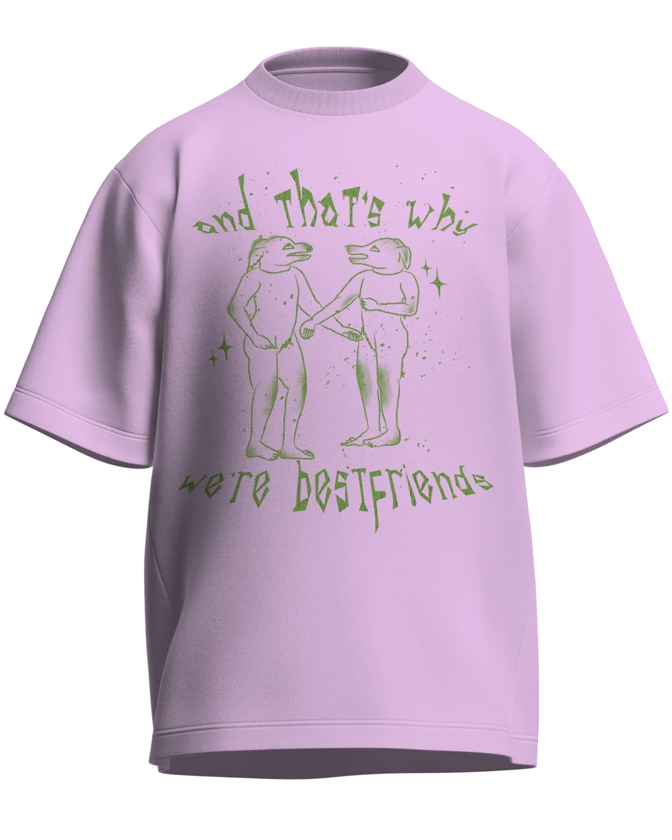 And That’s Why We’re Bestfriends - Oversized Fit Light Baby Pink 100% cotton 240GSM standard oversized T-shirt Loom of Thirds India's No. 1 Art-led streetwear brand based in Kolkata by Sidhartha Mohanta & Chirayata Purna Chakrabarty