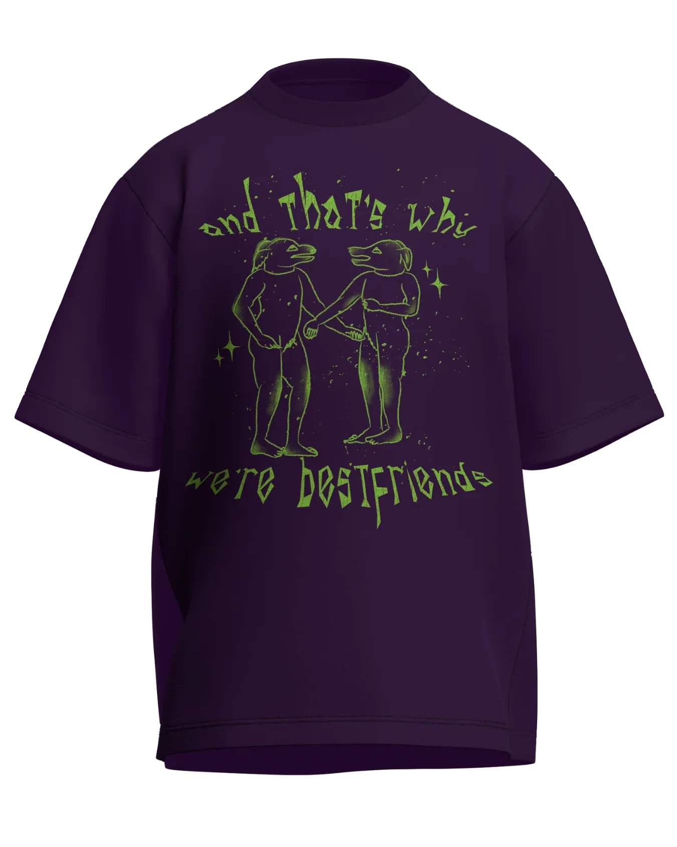 And That’s Why We’re Bestfriends - Oversized Fit Purple 100% cotton 240GSM standard oversized T-shirt Loom of Thirds India's No. 1 Art-led streetwear brand based in Kolkata by Sidhartha Mohanta & Chirayata Purna Chakrabarty