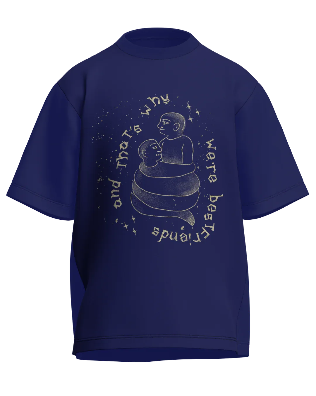 Cause We’re Bestfriends - Oversized Fit Royal Blue 100% cotton 240GSM standard oversized T-shirt Loom of Thirds India's No. 1 Art-led streetwear brand based in Kolkata by Sidhartha Mohanta & Chirayata Purna Chakrabarty