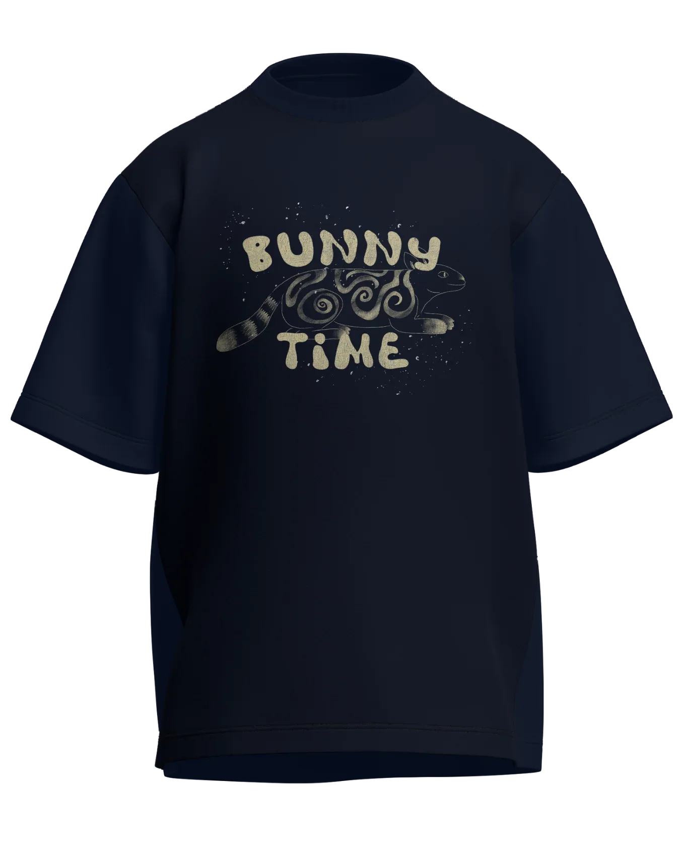 Bunny Time - Oversized Fit Navy Blue 100% cotton 240GSM standard oversized T-shirt Loom of Thirds India's No. 1 Art-led streetwear brand based in Kolkata by Sidhartha Mohanta & Chirayata Purna Chakrabarty