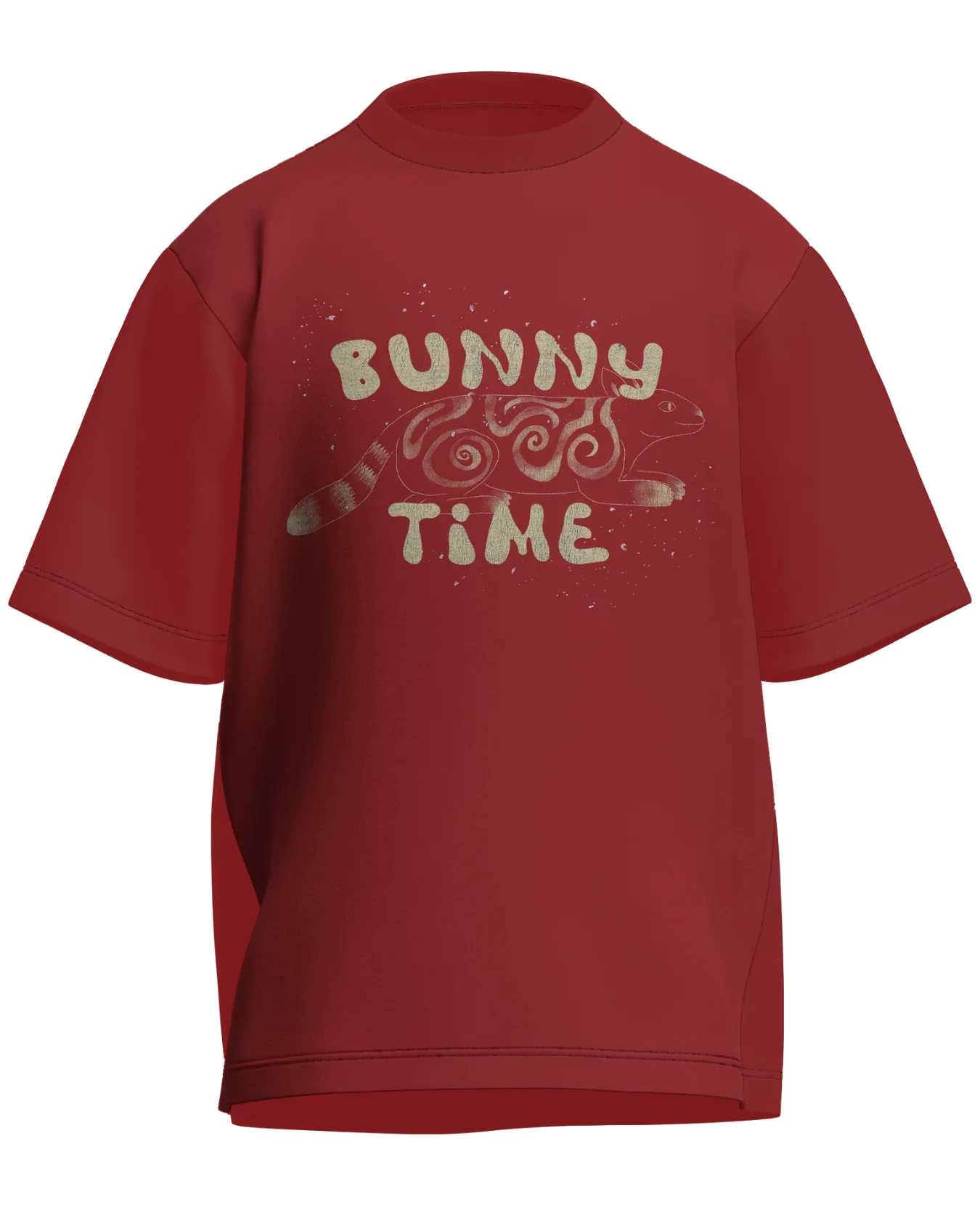 Bunny Time - Oversized Fit Coral 100% cotton 240GSM standard oversized T-shirt Loom of Thirds India's No. 1 Art-led streetwear brand based in Kolkata by Sidhartha Mohanta & Chirayata Purna Chakrabarty