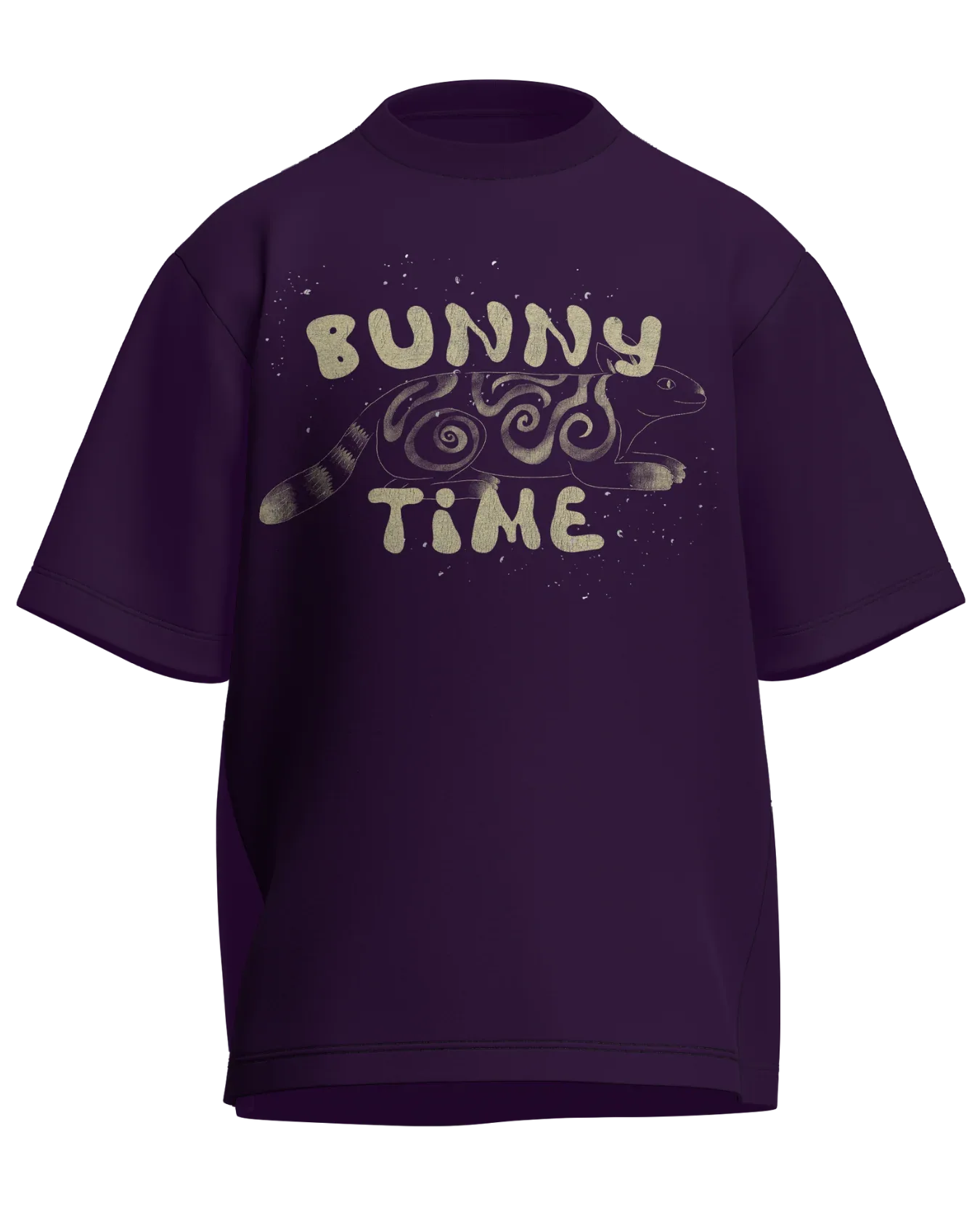 Bunny Time - Oversized Fit Purple 100% cotton 240GSM standard oversized T-shirt Loom of Thirds India's No. 1 Art-led streetwear brand based in Kolkata by Sidhartha Mohanta & Chirayata Purna Chakrabarty