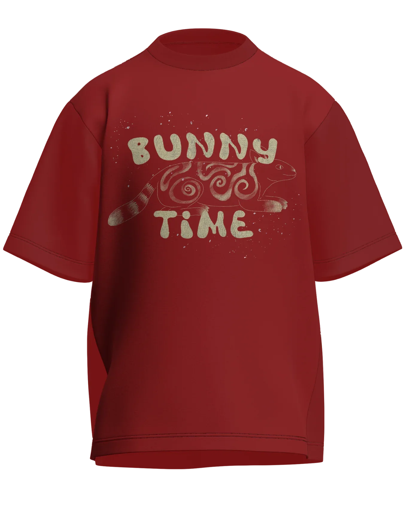 Bunny Time - Oversized Fit Red 100% cotton 240GSM standard oversized T-shirt Loom of Thirds India's No. 1 Art-led streetwear brand based in Kolkata by Sidhartha Mohanta & Chirayata Purna Chakrabarty