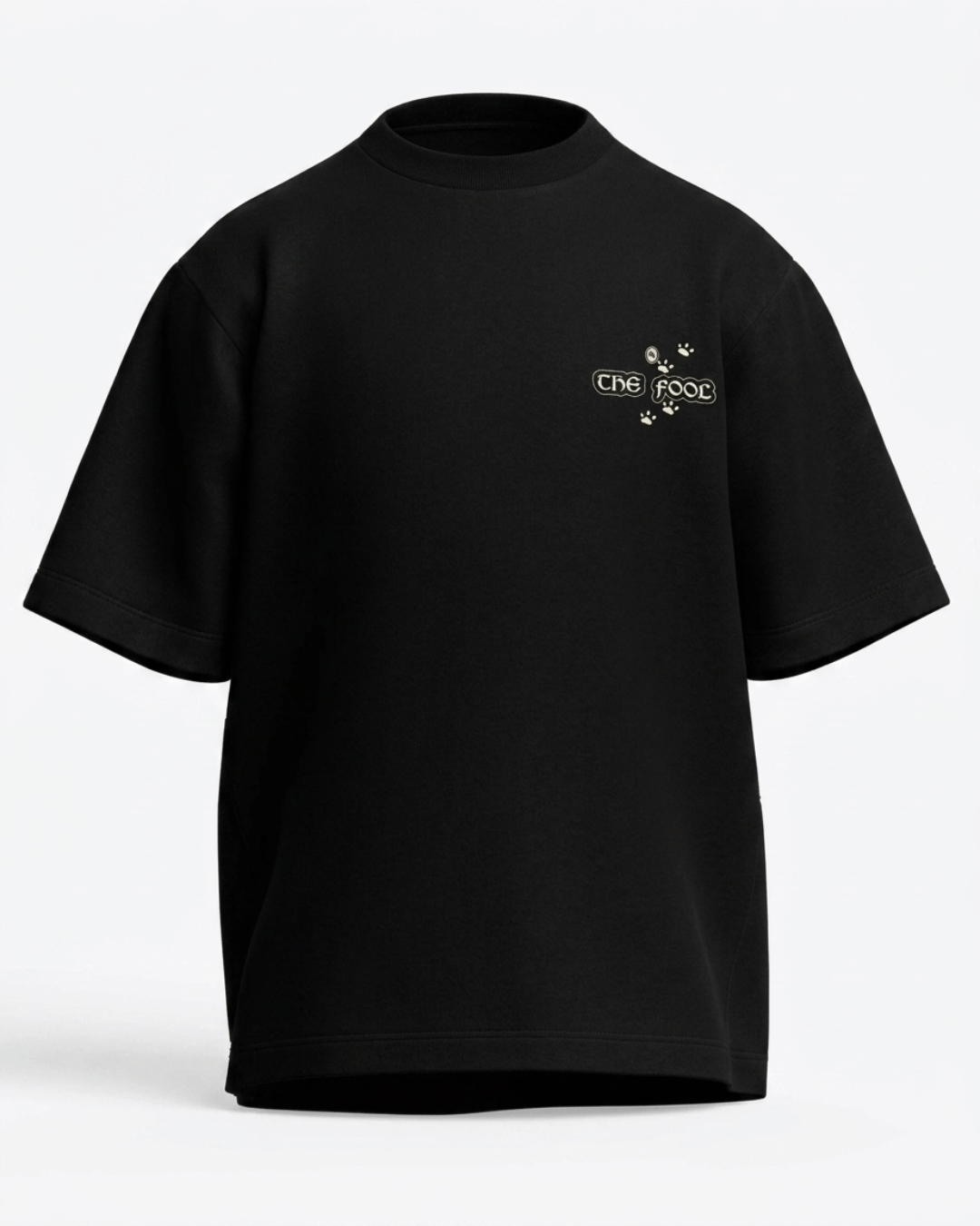 The Fool of Cats – Tarot Oversized T-Shirt Oversized French Terry Cotton Premium Streetwear T-shirt Loom of Thirds India's No. 1 Art-led, graphic streetwear brand based in Kolkata by Sidhartha Mohanta & Chirayata Purna Chakrabarty