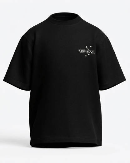 The Fool of Cats – Tarot Oversized T-Shirt Oversized French Terry Cotton Premium Streetwear T-shirt Loom of Thirds India's No. 1 Art-led, graphic streetwear brand based in Kolkata by Sidhartha Mohanta & Chirayata Purna Chakrabarty