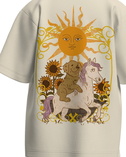 The Sun of Dogs Oversized French Terry Cotton Premium Streetwear T-shirt Loom of Thirds India's No. 1 Art-led streetwear brand based in Kolkata by Sidhartha Mohanta & Chirayata Purna Chakrabarty