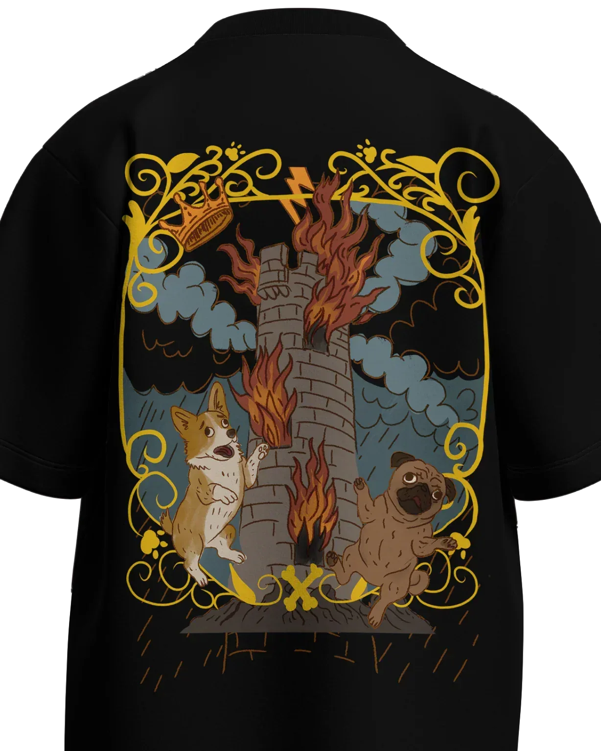 The Tower of Dogs Oversized French Terry Cotton Premium Streetwear T-shirt Loom of Thirds India's No. 1 Art-led streetwear brand based in Kolkata by Sidhartha Mohanta & Chirayata Purna Chakrabarty
