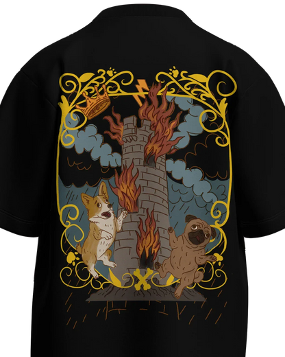The Tower of Dogs Oversized French Terry Cotton Premium Streetwear T-shirt Loom of Thirds India's No. 1 Art-led streetwear brand based in Kolkata by Sidhartha Mohanta & Chirayata Purna Chakrabarty