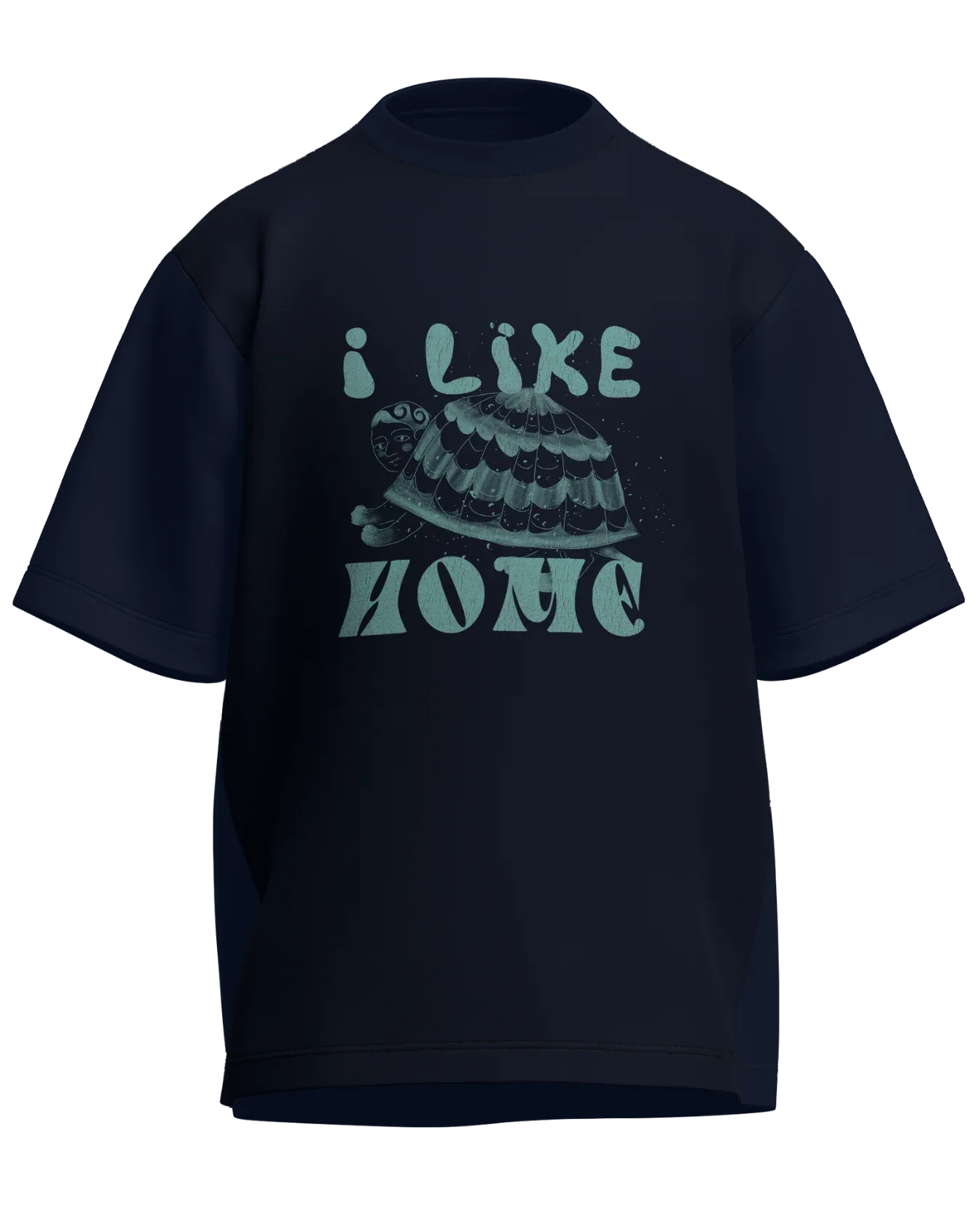 I Like Home - Oversized Fit Navy Blue 100% cotton 240GSM standard oversized T-shirt Loom of Thirds India's No. 1 Art-led streetwear brand based in Kolkata by Sidhartha Mohanta & Chirayata Purna Chakrabarty