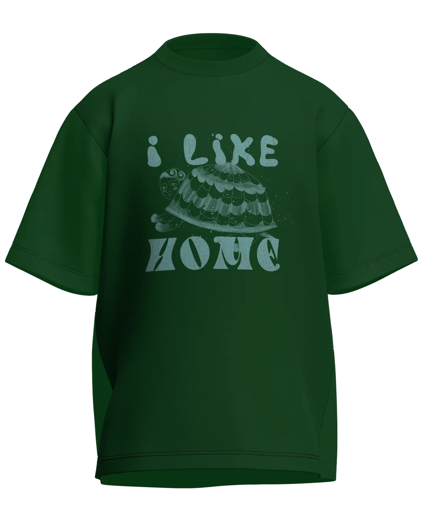 I Like Home - Oversized Fit Bottle Green 100% cotton 240GSM standard oversized T-shirt Loom of Thirds India's No. 1 Art-led streetwear brand based in Kolkata by Sidhartha Mohanta & Chirayata Purna Chakrabarty