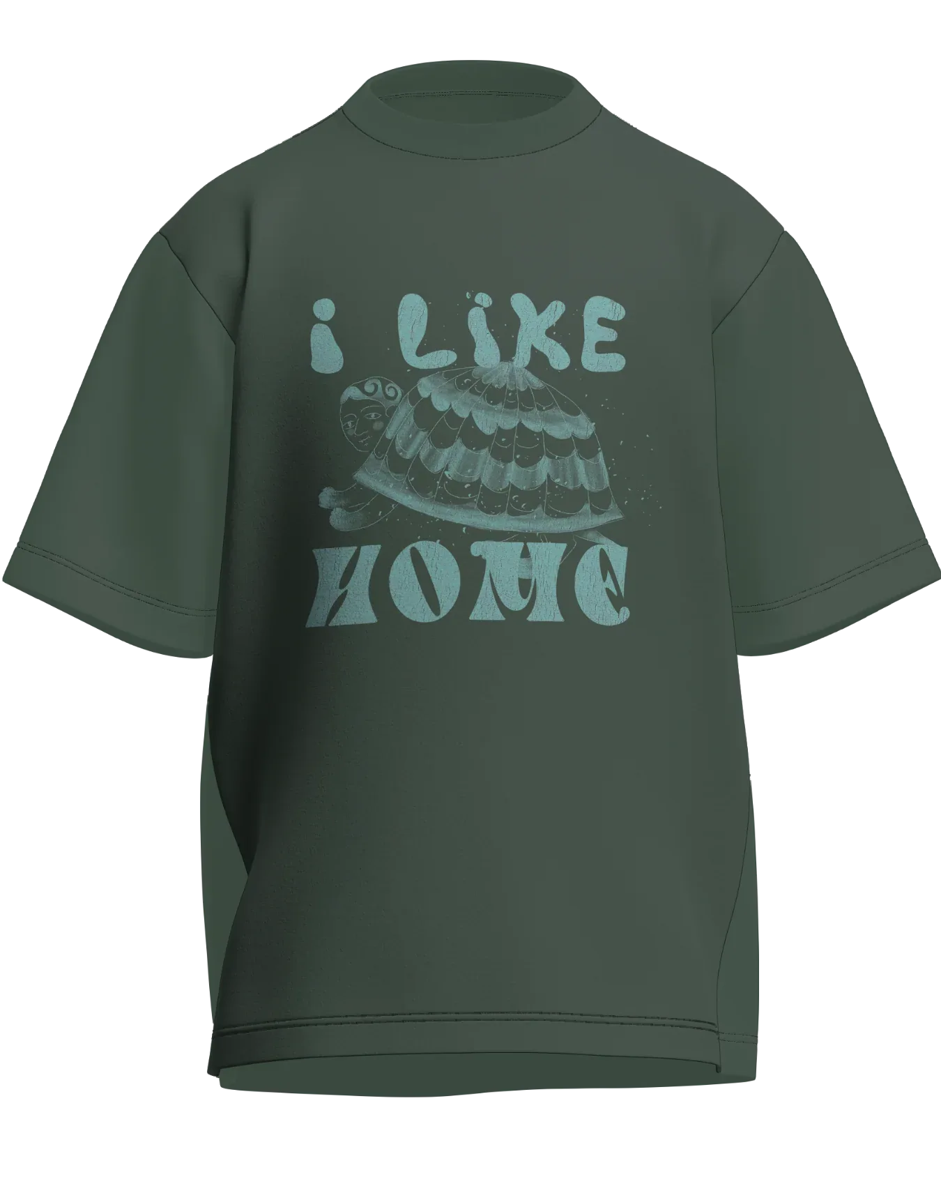 I Like Home - Oversized Fit Olive Green 100% cotton 240GSM standard oversized T-shirt Loom of Thirds India's No. 1 Art-led streetwear brand based in Kolkata by Sidhartha Mohanta & Chirayata Purna Chakrabarty