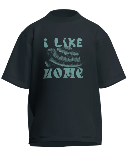 I Like Home - Oversized Fit Petrol Blue 100% cotton 240GSM standard oversized T-shirt Loom of Thirds India's No. 1 Art-led streetwear brand based in Kolkata by Sidhartha Mohanta & Chirayata Purna Chakrabarty