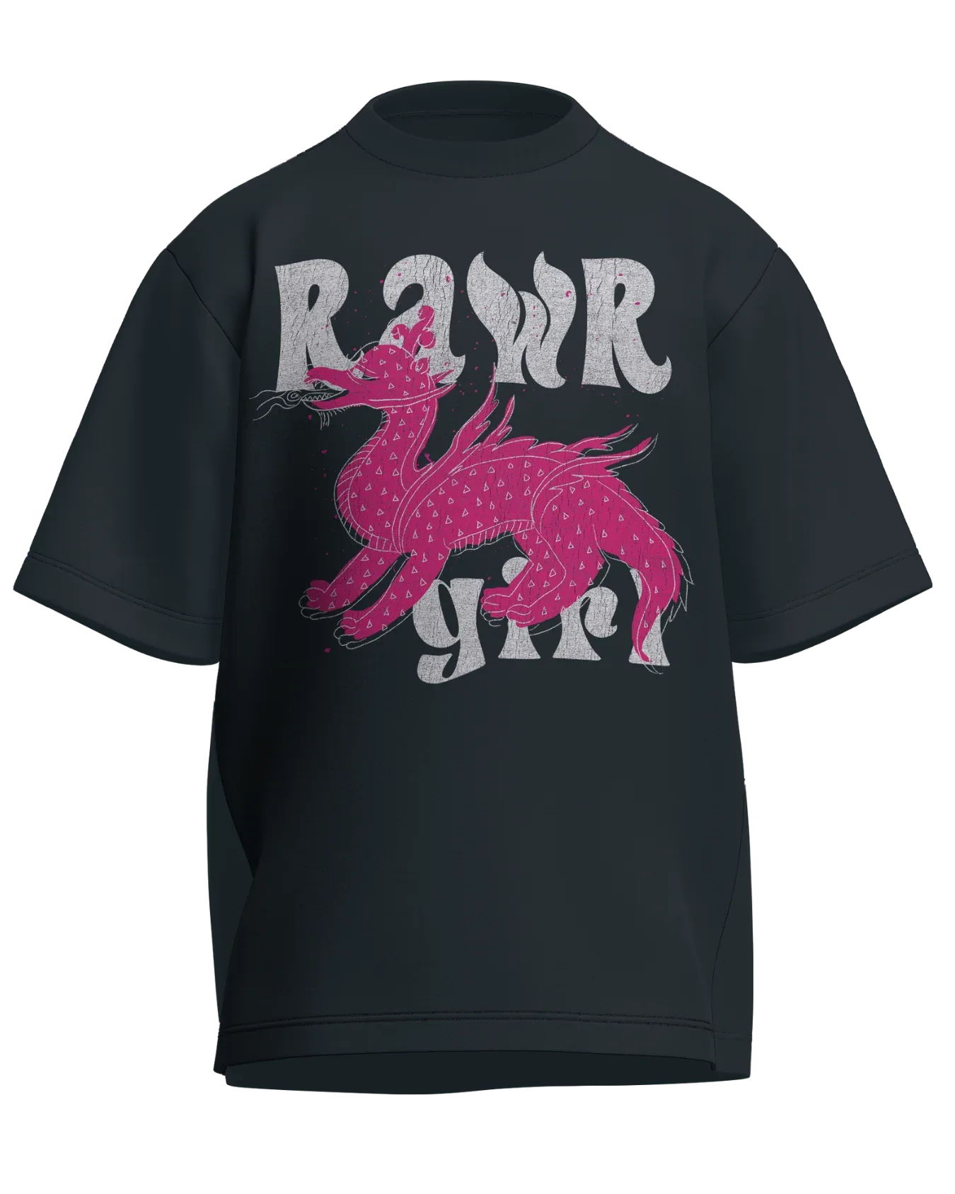 Rawr Girl - Oversized Fit Petrol Blue 100% cotton 240GSM standard oversized T-shirt Loom of Thirds India's No. 1 Art-led streetwear brand based in Kolkata by Sidhartha Mohanta & Chirayata Purna Chakrabarty