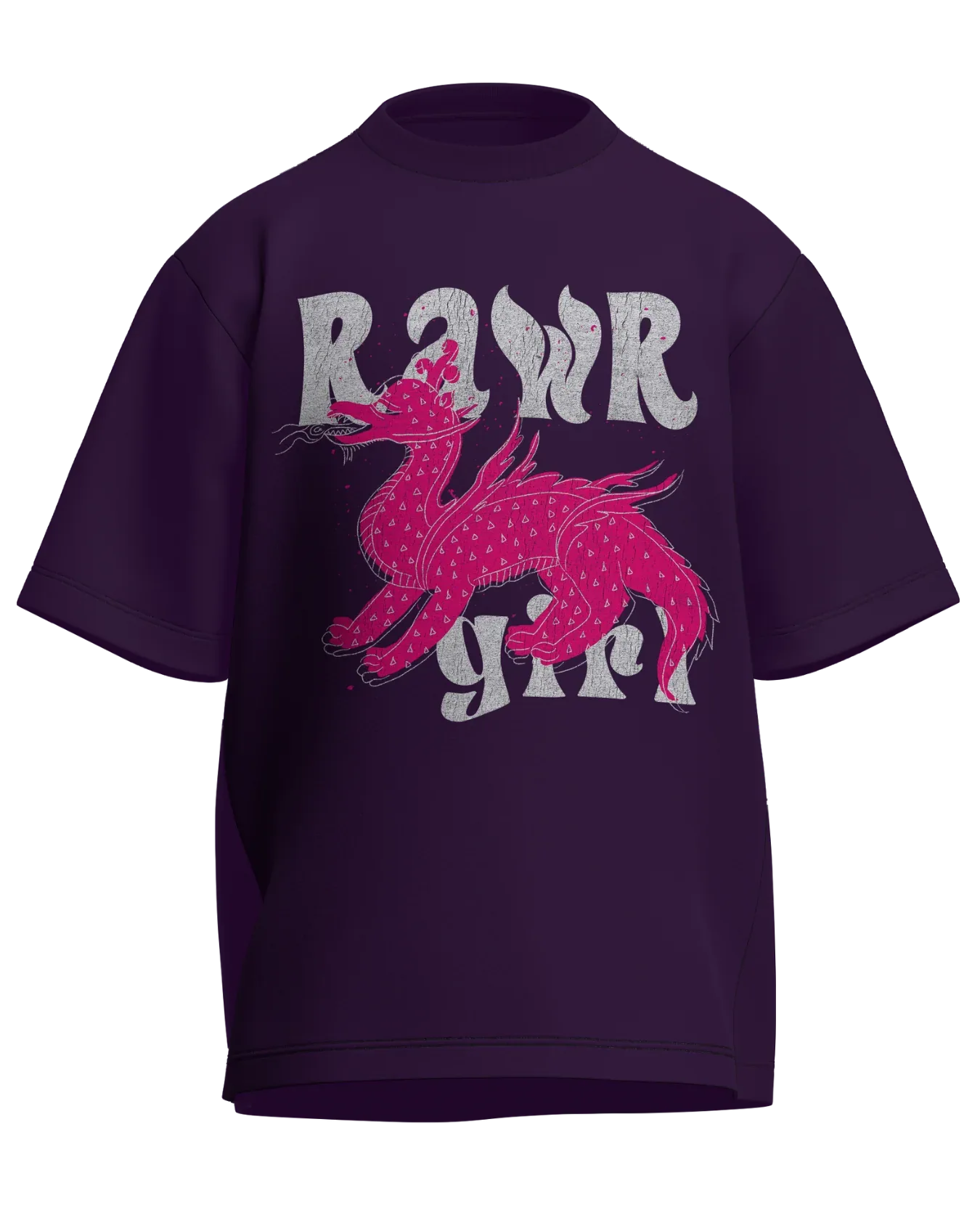 Rawr Girl - Oversized Fit Purple 100% cotton 240GSM standard oversized T-shirt Loom of Thirds India's No. 1 Art-led streetwear brand based in Kolkata by Sidhartha Mohanta & Chirayata Purna Chakrabarty