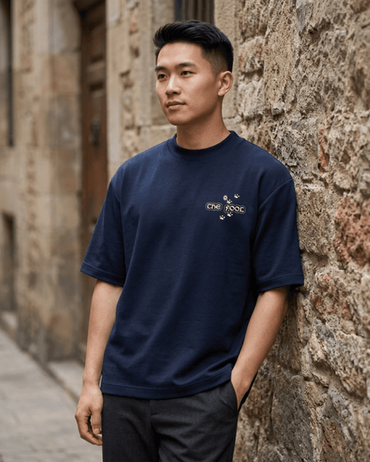 The Fool of Cats – Tarot Oversized T-Shirt Oversized French Terry Cotton Premium Streetwear T-shirt Loom of Thirds India's No. 1 Art-led, graphic streetwear brand based in Kolkata by Sidhartha Mohanta & Chirayata Purna Chakrabarty